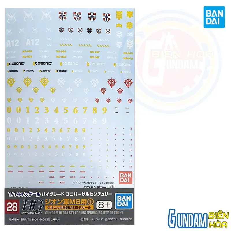 GUNDAM DECAL 28 HGUC MULTIUSE - ZEON MS 1