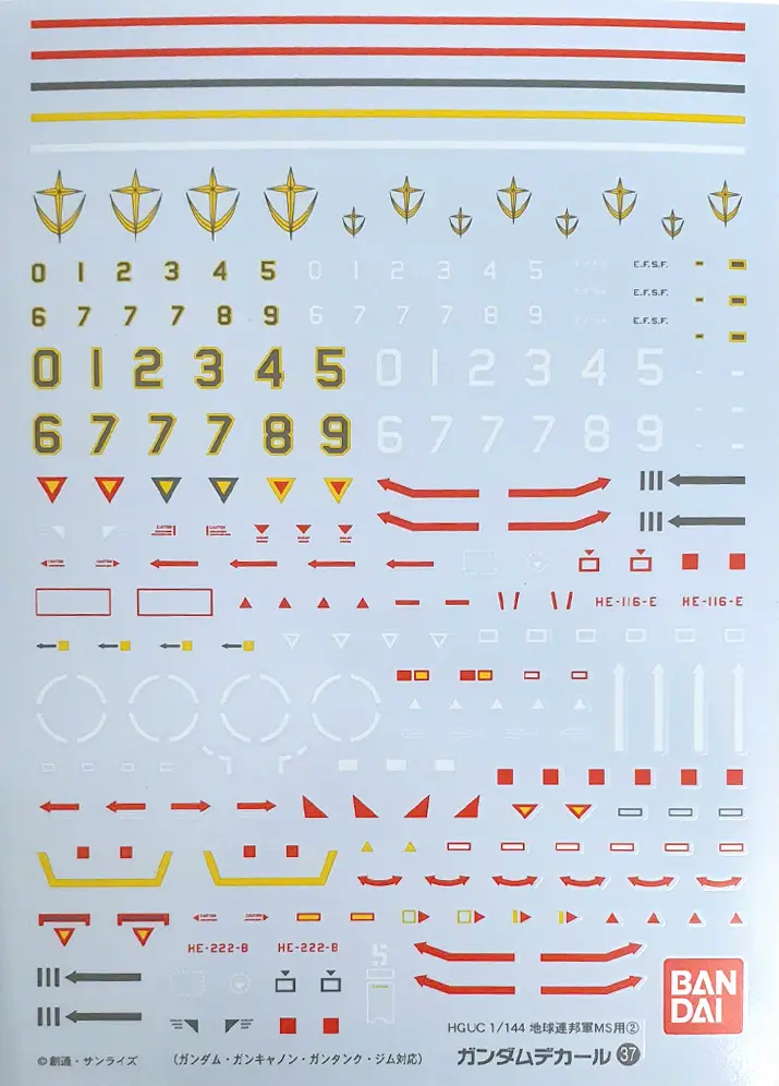 GUNDAM DECAL 37 HGUC EARTH FEDERATION MS 2