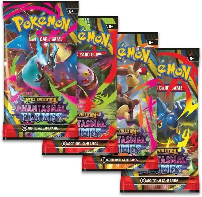 Thẻ bài Pokemon TCG ME02 Phantasmal Flames Booster Pack (tiếng Anh) ( 1gói chứa 10 thẻ)